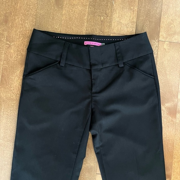 Alice + Olivia Straight-Leg Mid Rise Trousers Black Size 2 Quiet Luxury - Picture 3 of 7